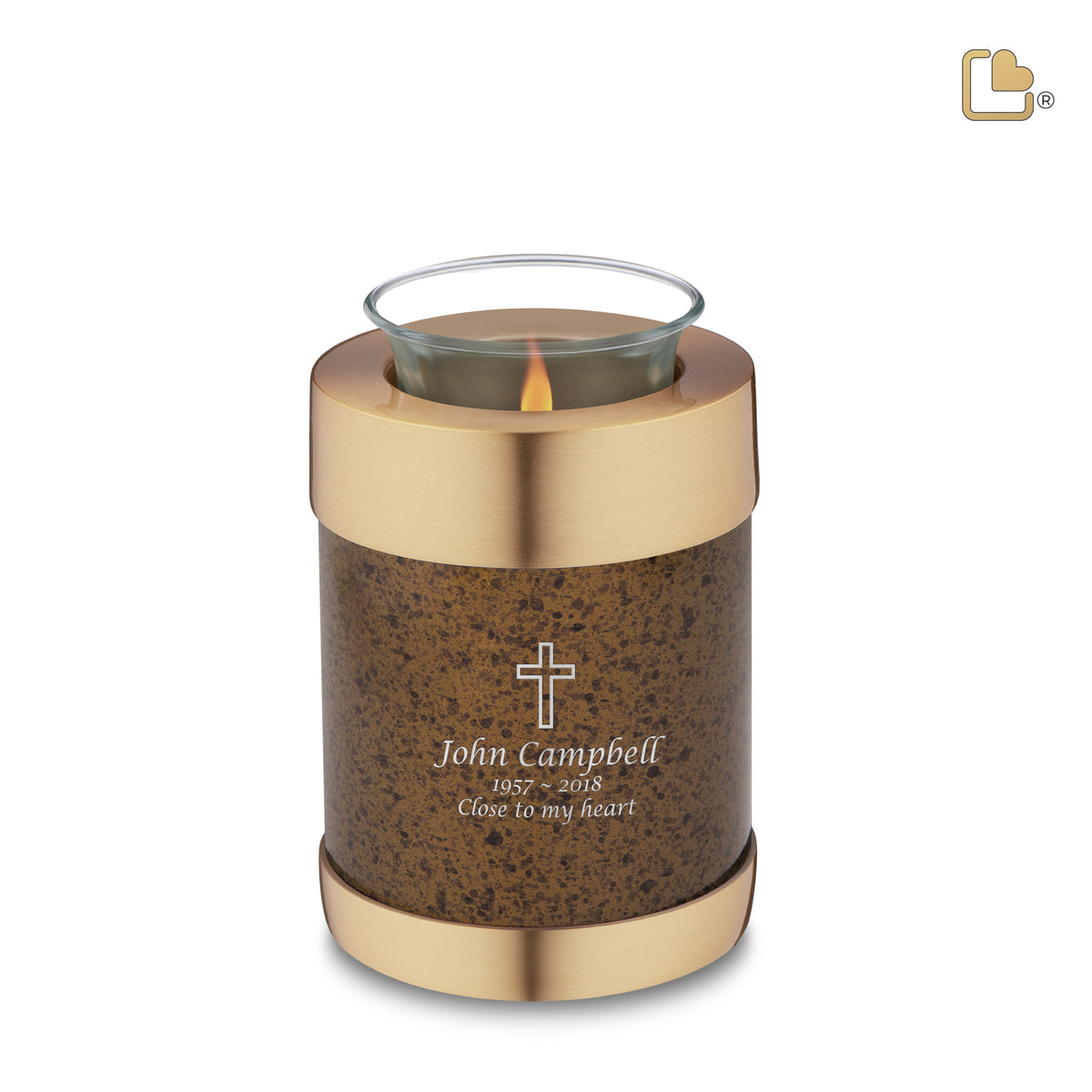 T664   Tealight Urn Speckled Auburn &amp; Bru Gold