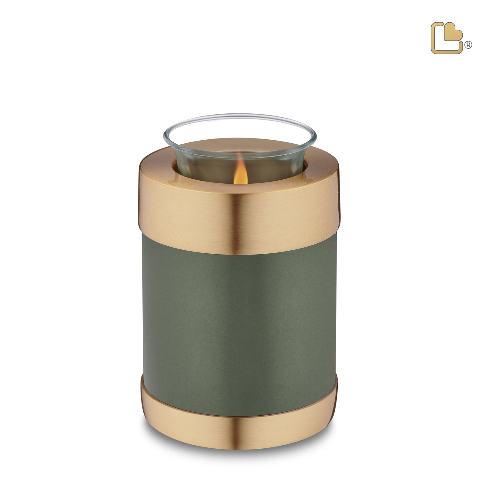 T672   Tealight Urn Green & Bru Gold