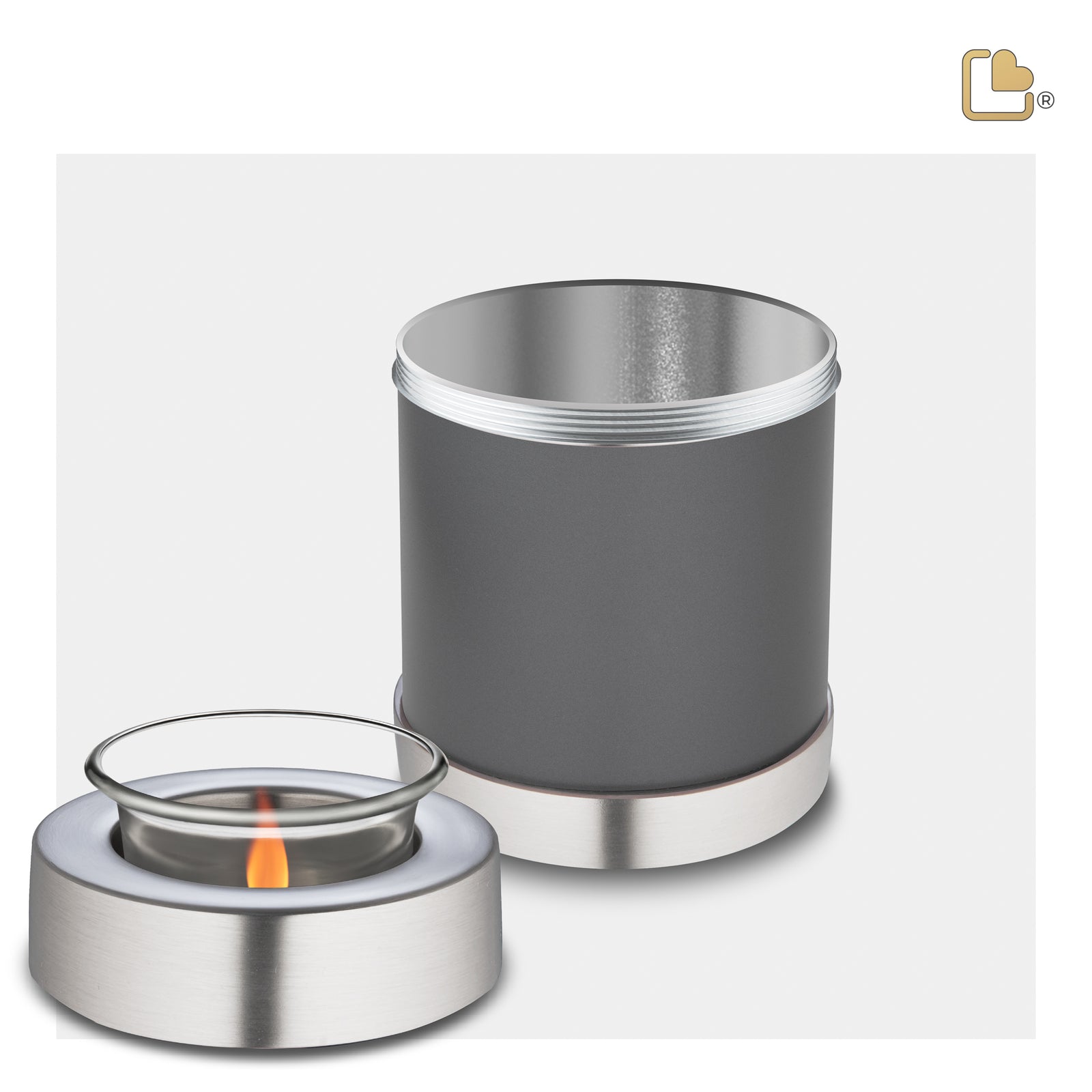 T673   Tealight Urn Slate & Bru Pewter