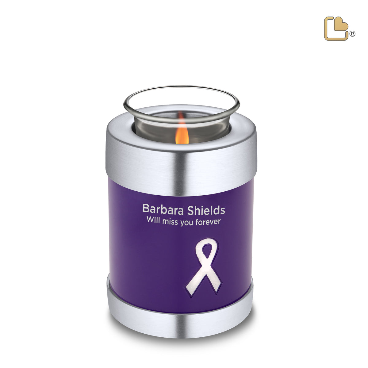 T901   Awareness Tealight Urn Purple &amp; Bru Pewter