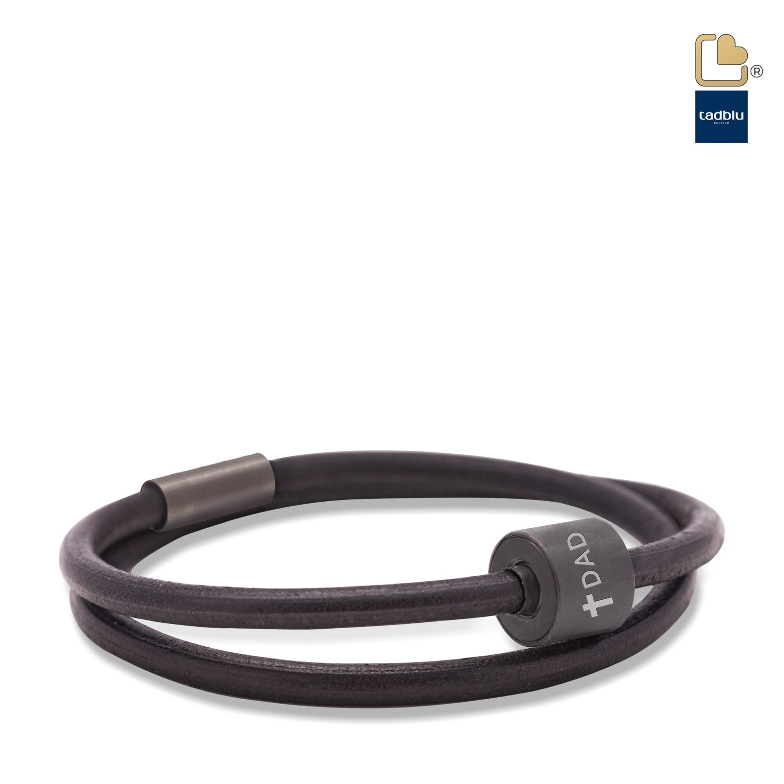 TB-BE-BL1-L   Memento Bracelet (L)  Smooth Leather Black Ashes Bead Black